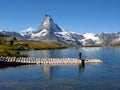 Matterhorn reflecting in Stellisee 04, Switzerland Royalty Free Stock Photo