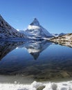 Matterhorn reflection on Riffelsee Lake, Alps