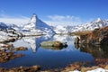Matterhorn with reflection on the Stellisee Lake Royalty Free Stock Photo