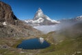 Matterhorn and Rillelsee lake , Swiss Alps Royalty Free Stock Photo