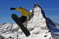 Matterhorn and snowboarder Royalty Free Stock Photo