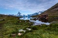 Matterhorn and Stellisee Lake, Switzerland.