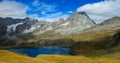 Matterhorn summit in the Alps green alpine Aosta valley lake