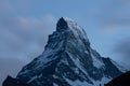 Matterhorn summit beautiful view long exposure shot at dusk taken from Zermatt Swiss Alps Switzerland Royalty Free Stock Photo