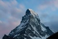 Matterhorn summit beautiful view long exposure shot at sunset with scenic colorful clear sky taken from Zermatt Swiss Alps Royalty Free Stock Photo