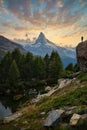 Matterhorn in the Swiss Alps during Sunset in Summer 2021 Royalty Free Stock Photo