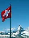 Matterhorn and Swiss Flag Royalty Free Stock Photo