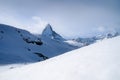 Matterhorn, Switzerland. Winter mountain landscape. A place for skiing. Zermatt ski resort. Royalty Free Stock Photo