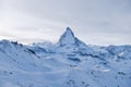 Matterhorn, Switzerland. Winter mountain landscape. A place for skiing. Zermatt ski resort. Royalty Free Stock Photo