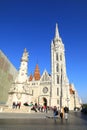 Matthias Church behind Statue of Holly Trinity in Budapest