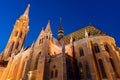 Matthias Church in Budapest at night Royalty Free Stock Photo