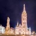 Matthias Church and Statue of Holy Trinity in Budapest, Hungary. Royalty Free Stock Photo