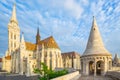Matthias Church and tower of Fisherman`s Bastion in Budapest, Hungary Royalty Free Stock Photo
