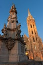 Matthias Church and the Trinity statue in Budapest Royalty Free Stock Photo