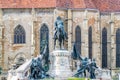 The Matthias Corvinus Monument by Janos Fadrusz in Cluj-Napoca, Romania Royalty Free Stock Photo