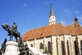 The equestrian statue of the King Matthias Corvinus in front of the Church of Saint Michael in Cluj Napoca.