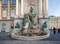 Matthias Fountain in Hunyadi courtyard at Buda Castle Royal Palace - Budapest, Hungary Royalty Free Stock Photo