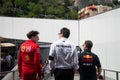 Mattia Binotto (Ferrari), Toto Wolff (Mercedes), Christian Horner (Red Bull), Monaco 2019 Royalty Free Stock Photo