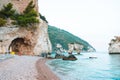 Mattinata Faraglioni stacks and beach coast of Mergoli, Vieste Gargano, Apulia, Italy. Royalty Free Stock Photo