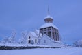 Mattmar medieval church vinter evening