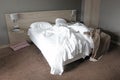 Mattress bed white sheet, duvet and pillow, messed up Royalty Free Stock Photo