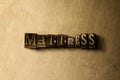 MATTRESS - close-up of grungy vintage typeset word on metal backdrop Royalty Free Stock Photo