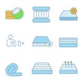 Mattress color icons set