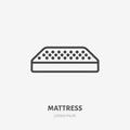 Mattress flat line icon. Bedding sign. Thin linear logo for interior store Royalty Free Stock Photo