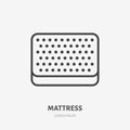 Mattress flat line icon top view. Bedding sign. Thin linear logo for interior store Royalty Free Stock Photo