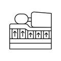 Mattress lying man icon. Simple line outline vector orthopedics icons for ui and ux website or mobile application Royalty Free Stock Photo