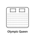 Mattress Olympic Queen Size Line Icon. Bed Size Dimension Linear Pictogram. Bed Length Measurement for Bedchamber in