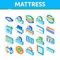 Mattress Orthopedic Isometric Icons Set Vector