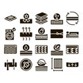 Mattress Orthopedic Glyph Set Vector