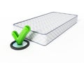 Mattress and tick sign on white background. 3D illustration