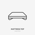 Mattress top flat line icon. Bedding sign. Thin linear logo for interior store