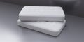 Mattress two single white color isolated on gray background. Comfort sleep bed concept. 3d render Royalty Free Stock Photo