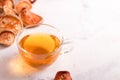 Matum thai tea. Bael fruit tea and slices of dried bael fruit Royalty Free Stock Photo