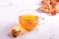 Matum thai tea. Bael fruit tea and slices of dried bael fruit Royalty Free Stock Photo