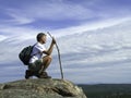 Mature Adult Hiker Taking in the View Royalty Free Stock Photo