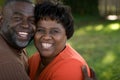 Mature African American couple laughing and hugging. Royalty Free Stock Photo