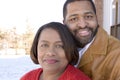 Mature African American couple laughing and hugging. Royalty Free Stock Photo