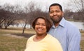 Mature African American couple laughing and hugging. Royalty Free Stock Photo