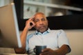 Mature African American man working from his home office. Royalty Free Stock Photo