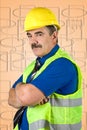 Mature architect man with hard hat Royalty Free Stock Photo