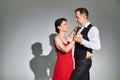 Mature attractive smiling couple dancing ballroom Royalty Free Stock Photo