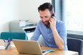 Mature business man working at his desk Royalty Free Stock Photo