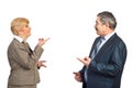Mature business people in funny conflict Royalty Free Stock Photo