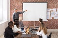 Mature Businessman Giving Presentation In Meeting