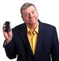 Mature businessman hold cell phone, isolated Royalty Free Stock Photo