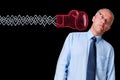 Mature businessman knockout punch Royalty Free Stock Photo